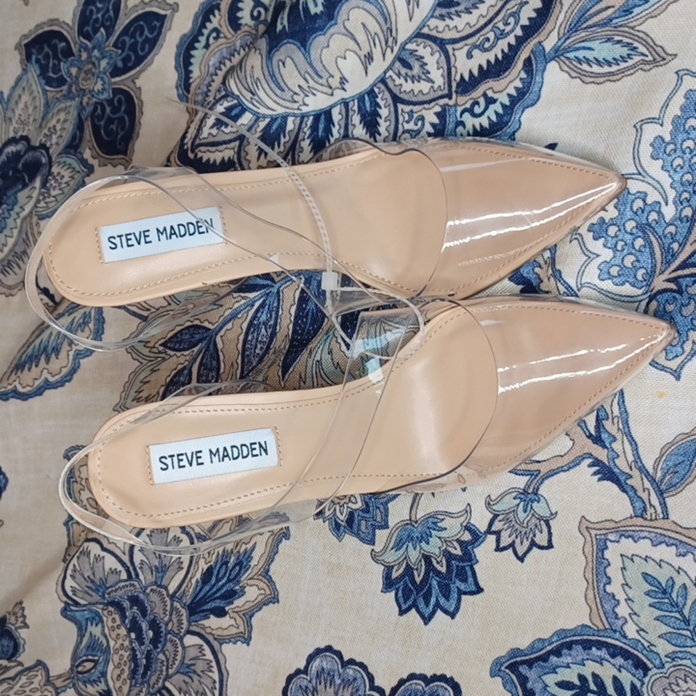 Steve Madden Vienne Clear & Nude Strappy High Heels Pumps - Picture 2 of 10